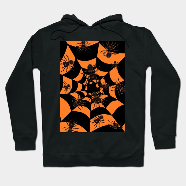 Halloween Tarantula Spiders in Orange and Black Tunnel Hoodie by Art By LM Designs 